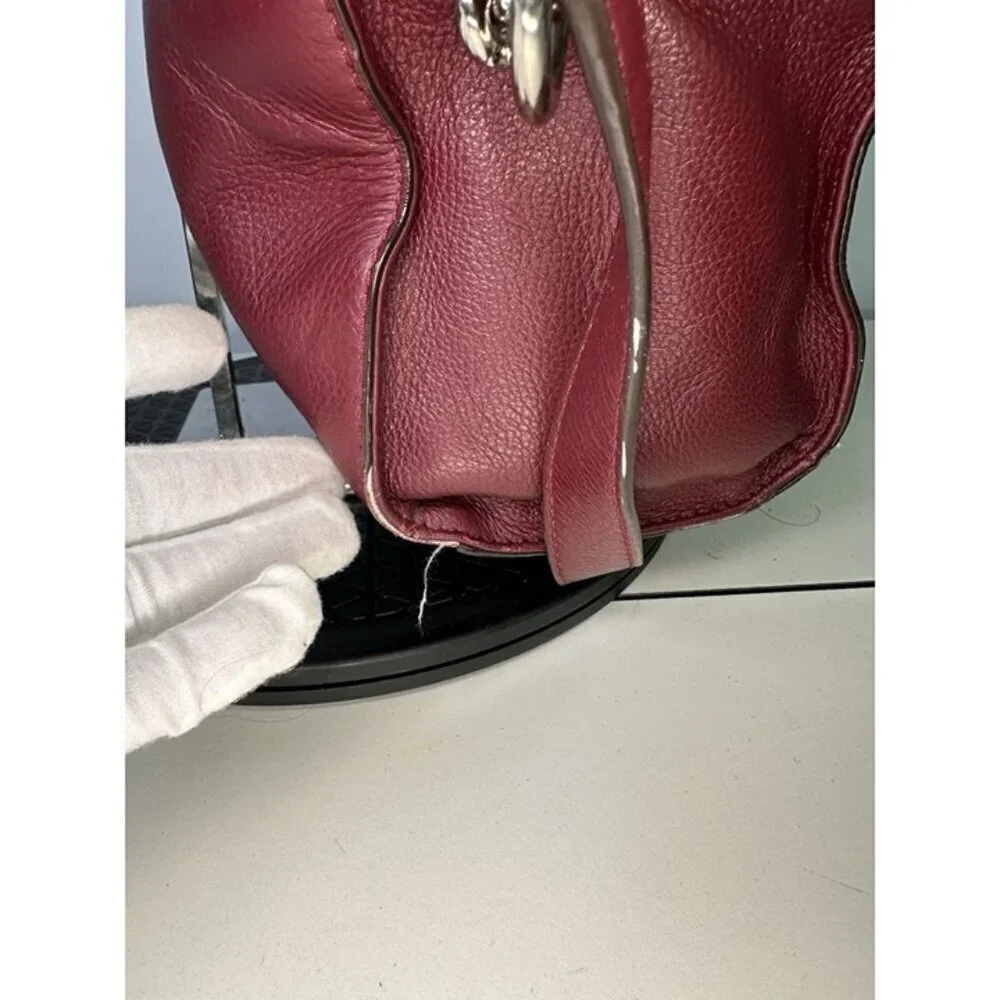 Michael Kors Red Oxblood Maroon Pebbled Leather Hamilton Shoulder Purse